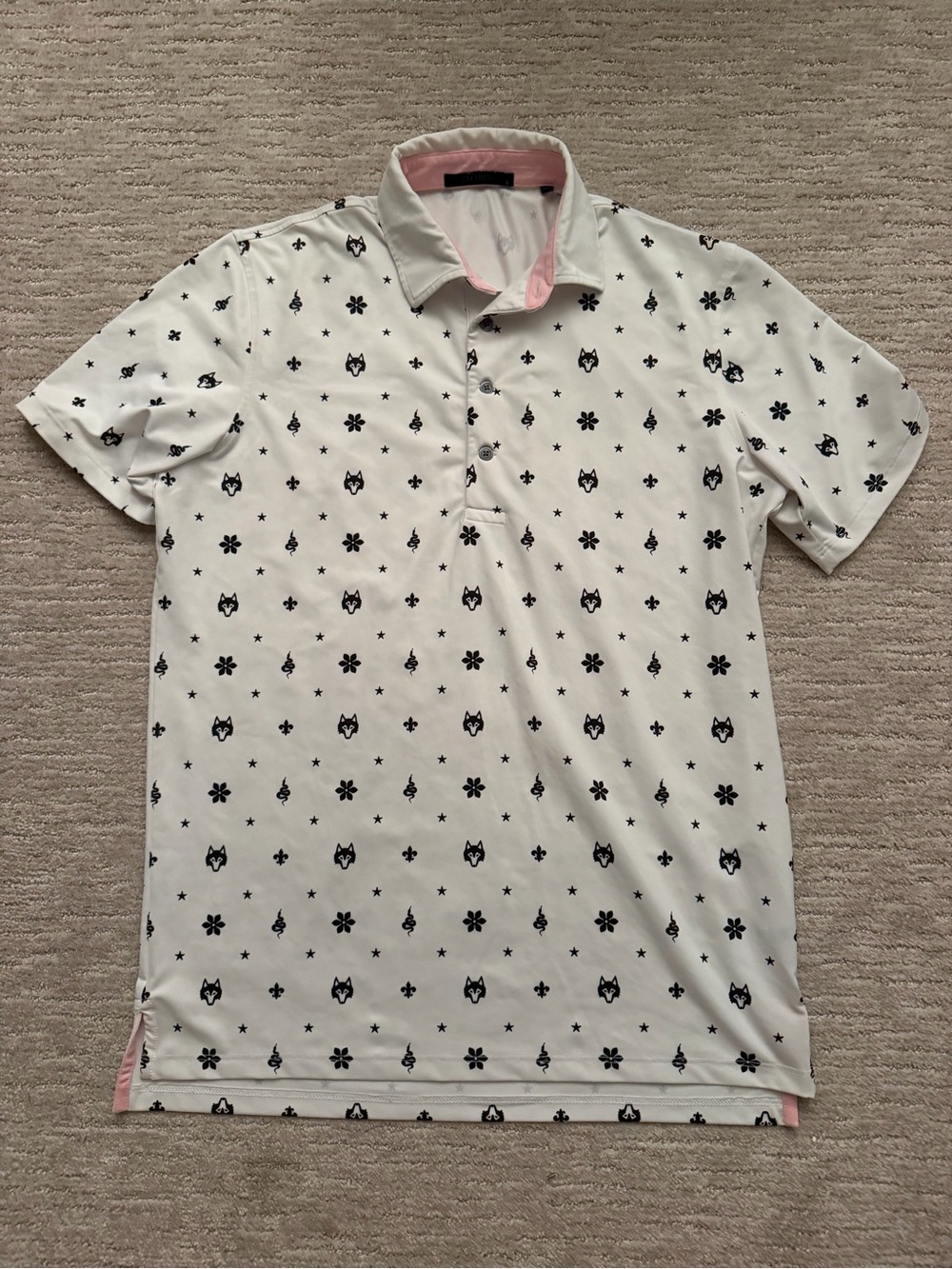 GREYSON G.O.A.T. wolf Logo Printed Polo Shirt Small